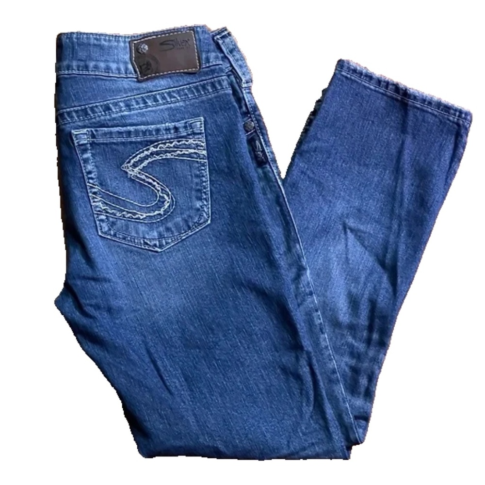 Y2K Silver Jeans Co Suki Capri Vintage Denim W29 Dark Wash Distressed Low Rise